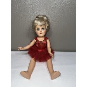 Ideal Doll Vintage Ash Blonde Hair Red Ballerina Dress 19” Jointed P-90 USA Made